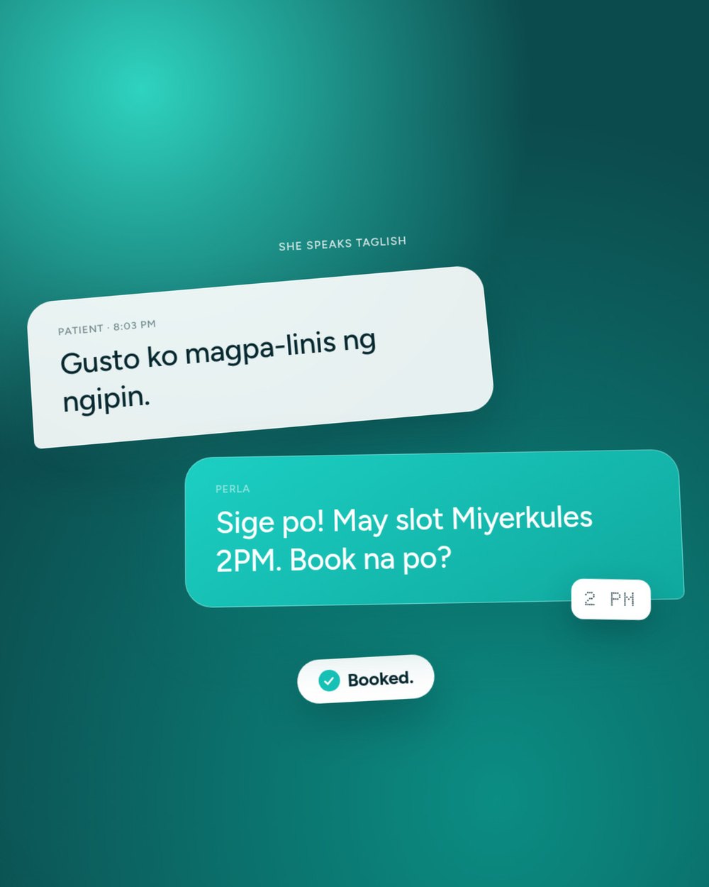 She books in Taglish